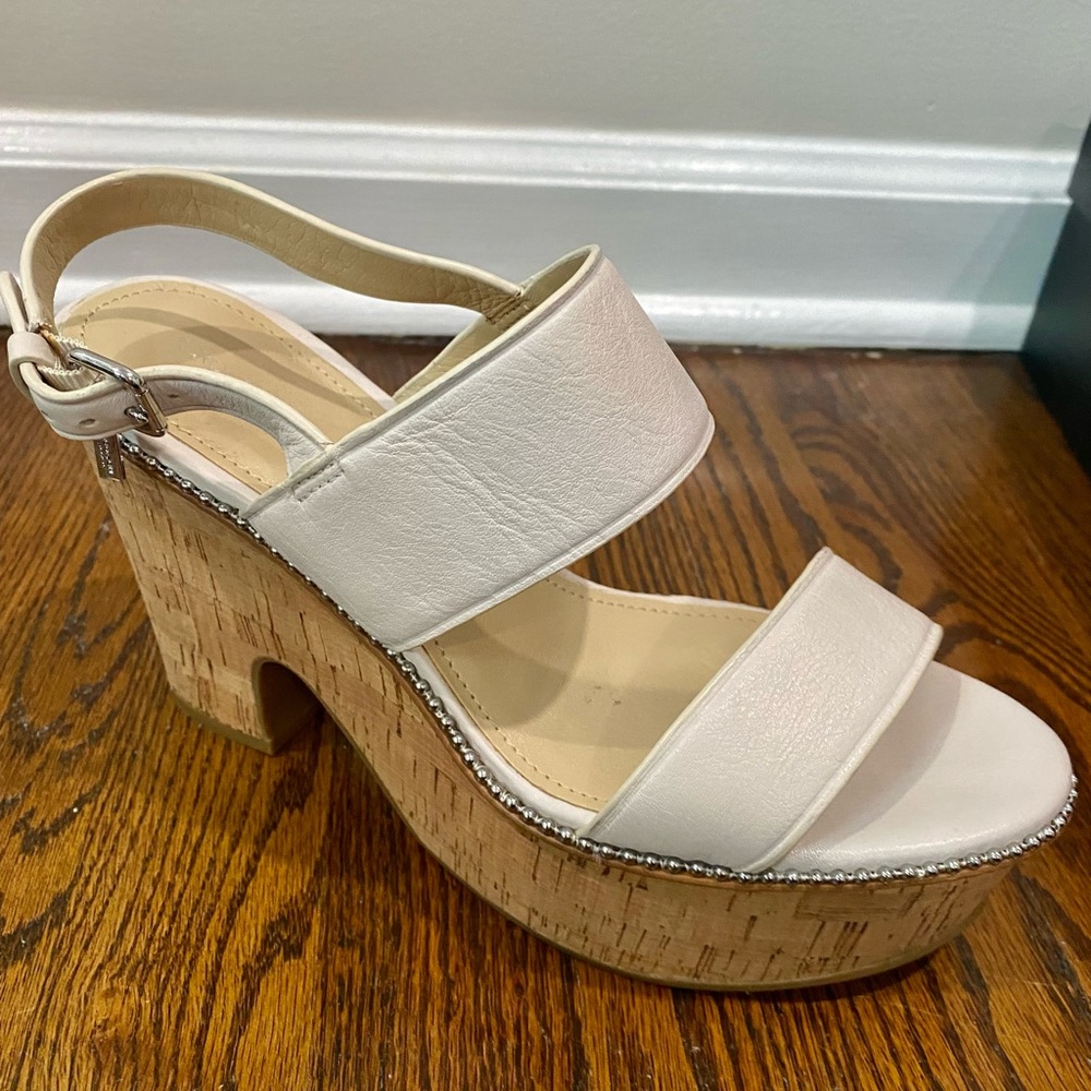 Coach Quartz Chalk Leather Platform Wedges